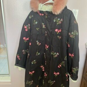Floral Parka with Pink Fur Collar Kate Spade ♠️